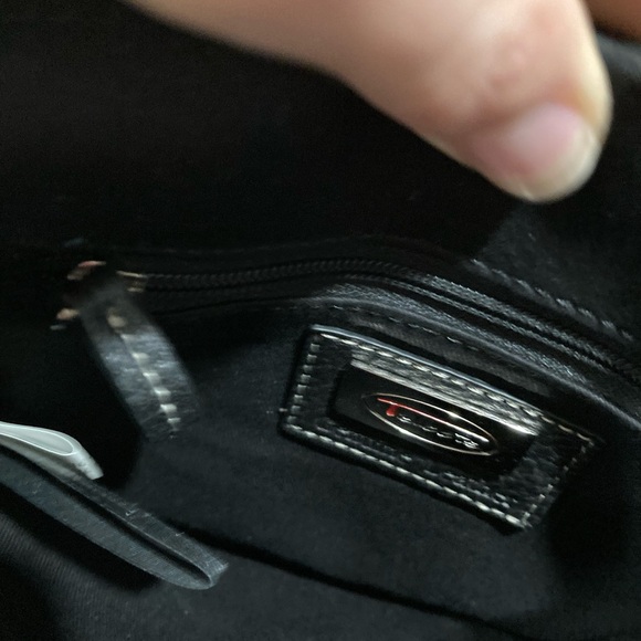 NWT Talbots small black genuine leather crossbody purse with silver accents. - Picture 4 of 5